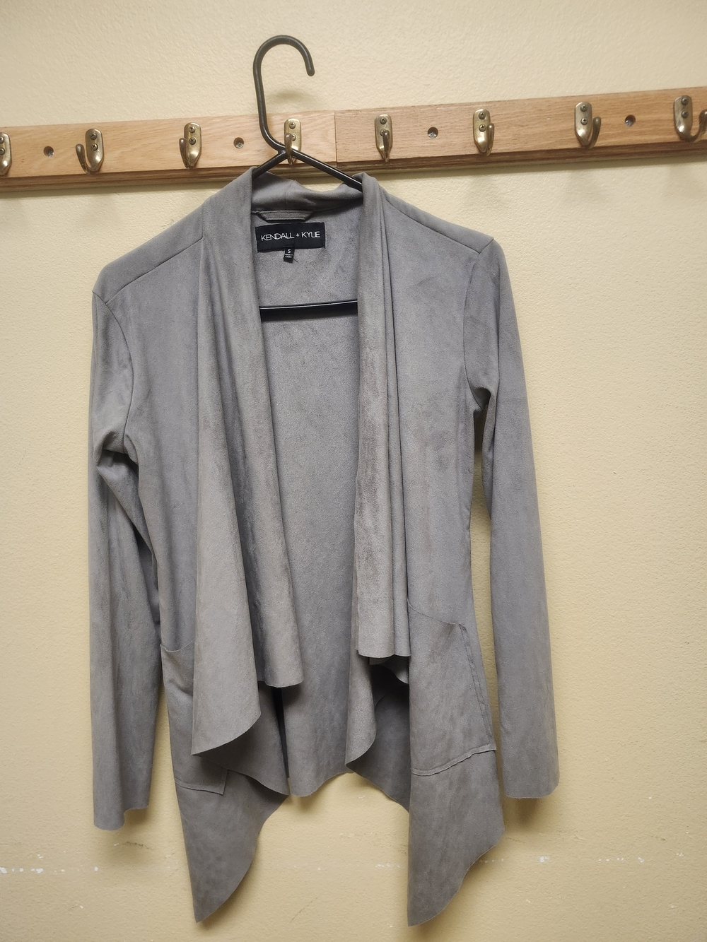 Kendall + Kylie Faux Suede Waterfall Duster Gray Small Like New